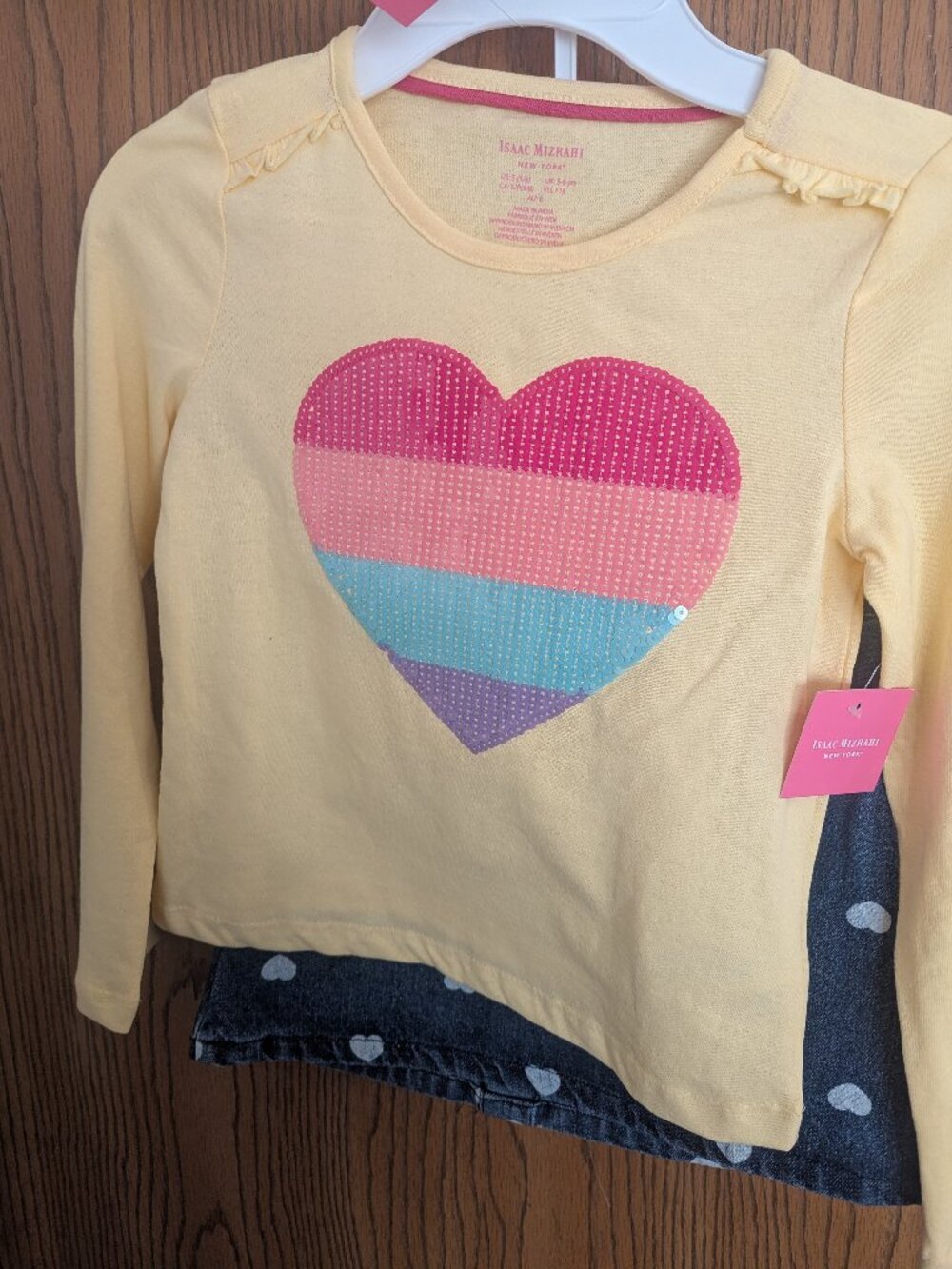 NWT Isaac Mizrahi 3 Piece Top Skirt Purse Heart Sequinn Outfit-GIrls 5/6 - Picture 4 of 6